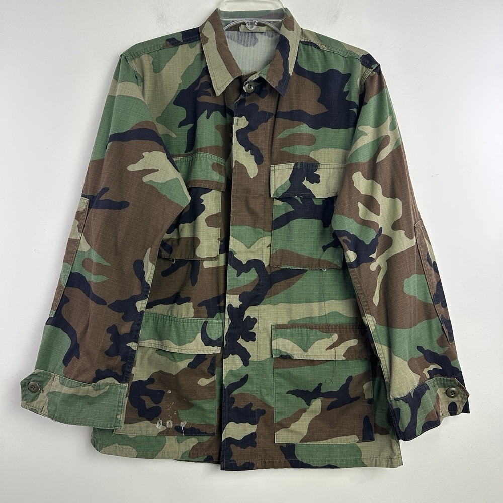 US Army USGI BDU Coat Mens Small RegularWoodland Camo Ripstop Hot Weather Combat